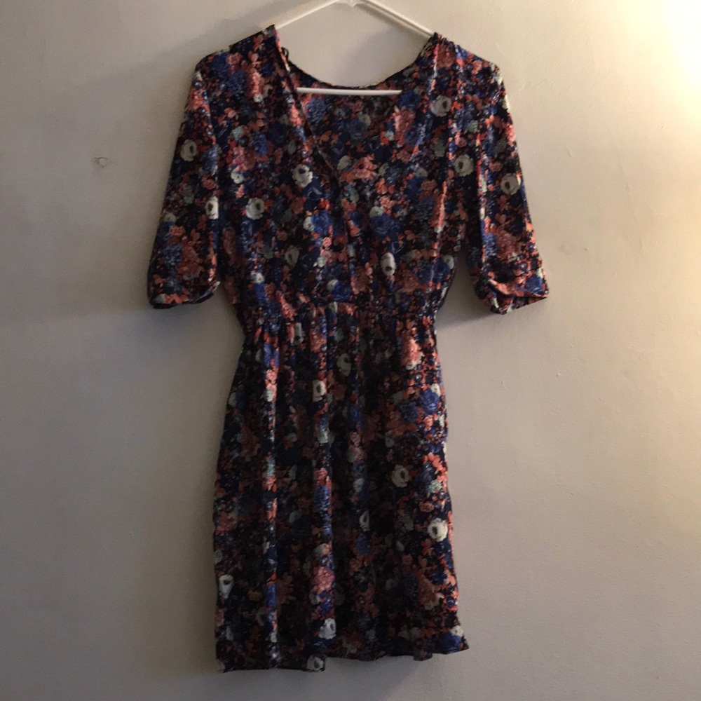 Zara Floral V-Neck Mini Dress